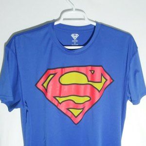Superman DC Comics Shirt 2XL Blue Polyester Size Soft Smooth Athletic